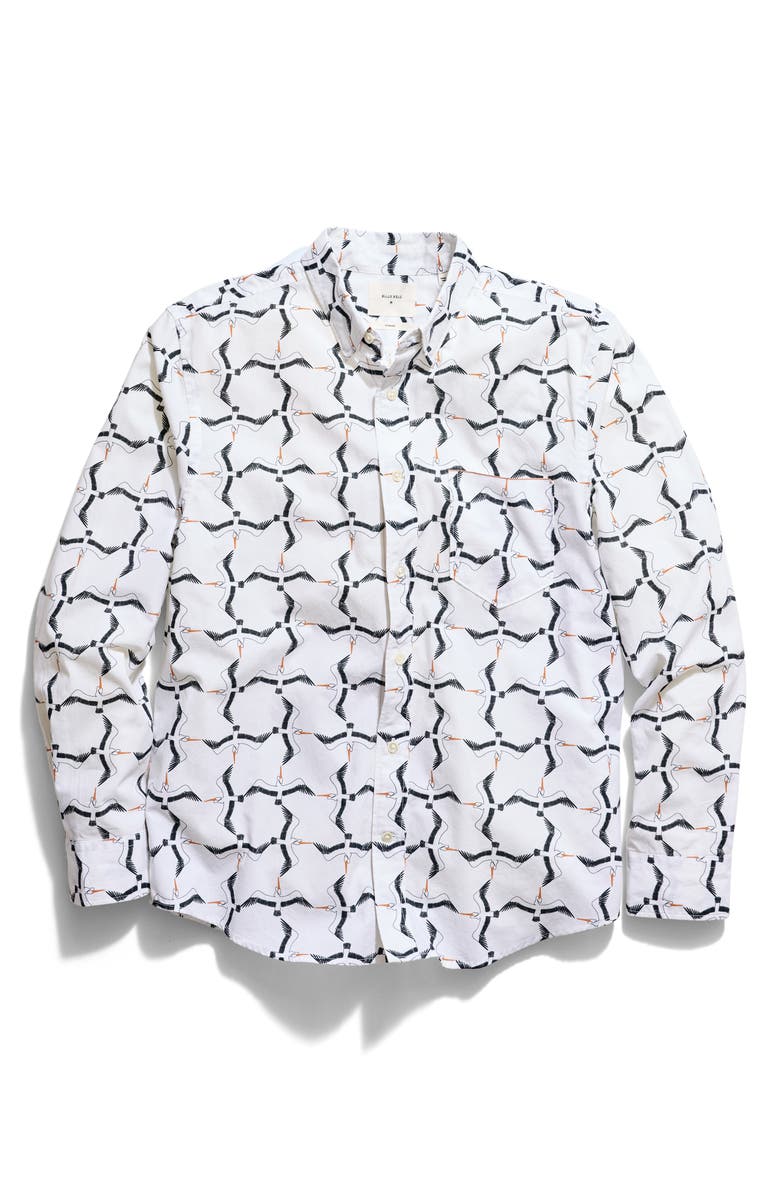 Billy Reid Pelican Plaid Cotton Button-Up Shirt, Main, color, White