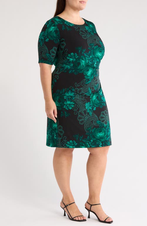 Connected Apparel Side Shirred Body-con Dress In Green