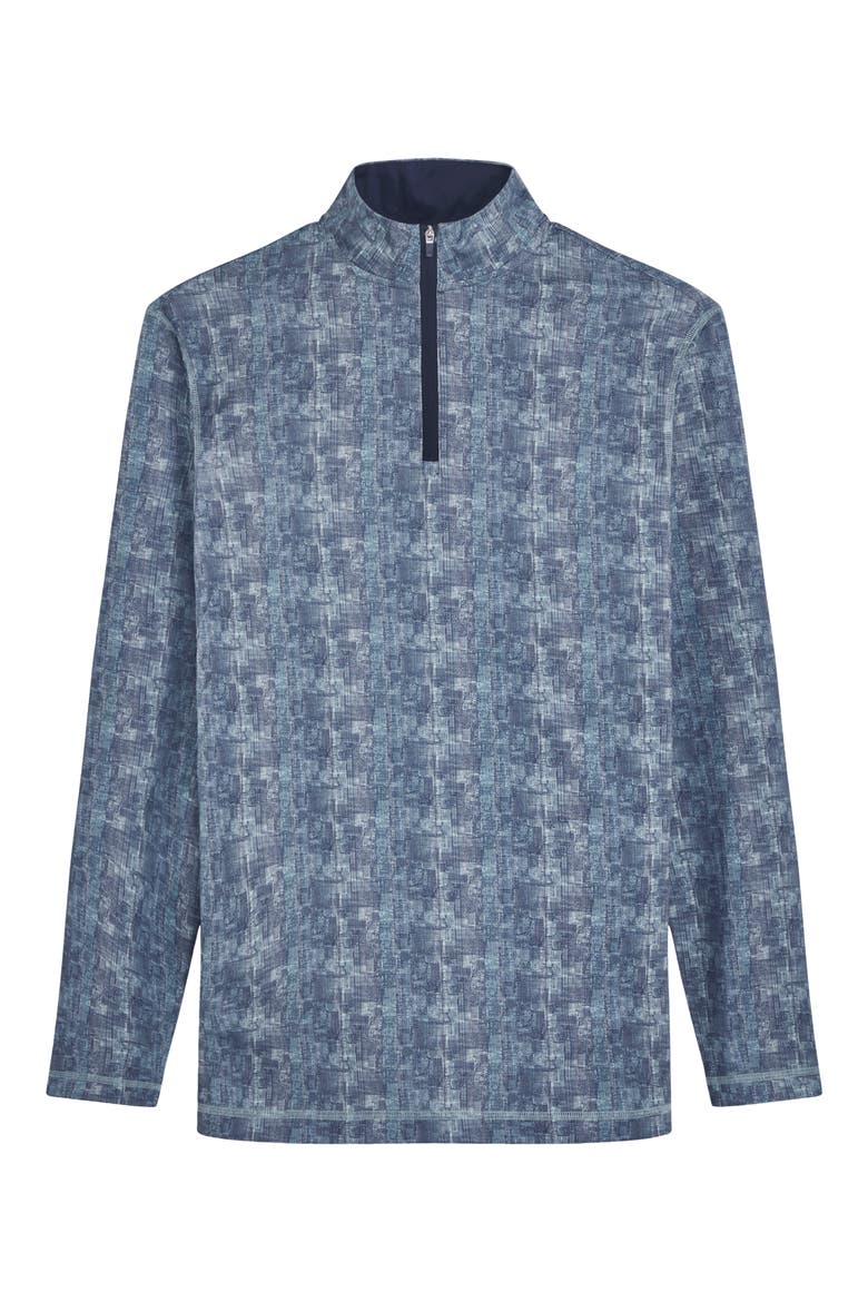 Anthony OoohCotton® Abstract Print Quarter Zip Pullover, Alternate, color, AQUA