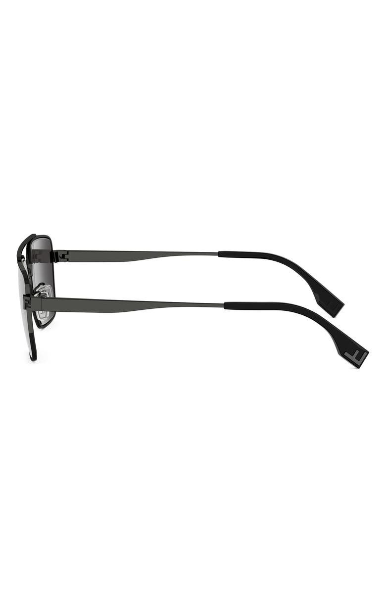 Fendi Sky 57mm Rectangular Sunglasses, Alternate, color, Shiny Dark Ruthenium / Smoke