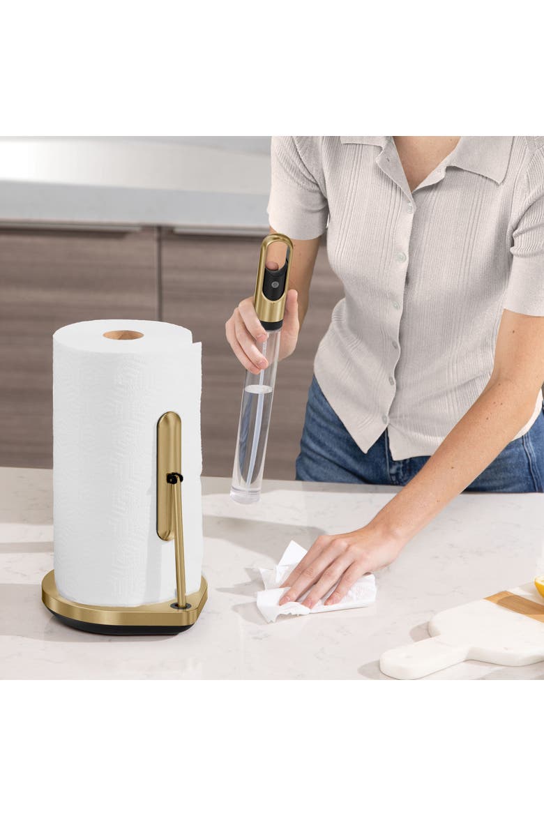 paper towel holder with spray, Alternate, color, Brass