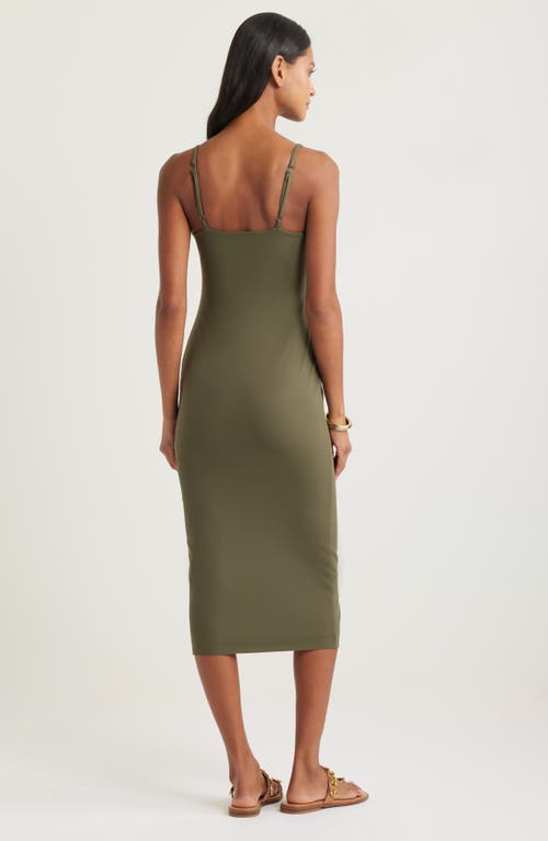 Open Edit Smooth Edit Strappy Midi Slipdress In Olive Sarma