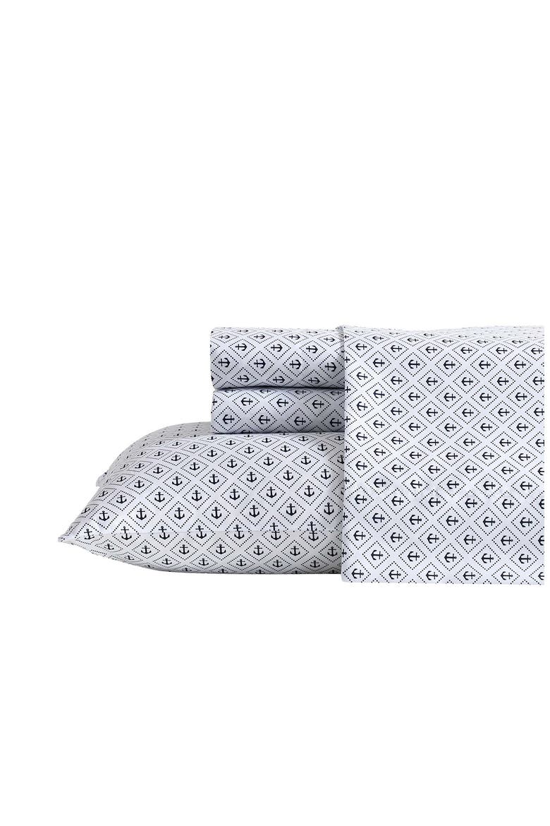 Diamond Anchor Cooling Microfiber Sheet Set, Main, color, WHITE/BLUE