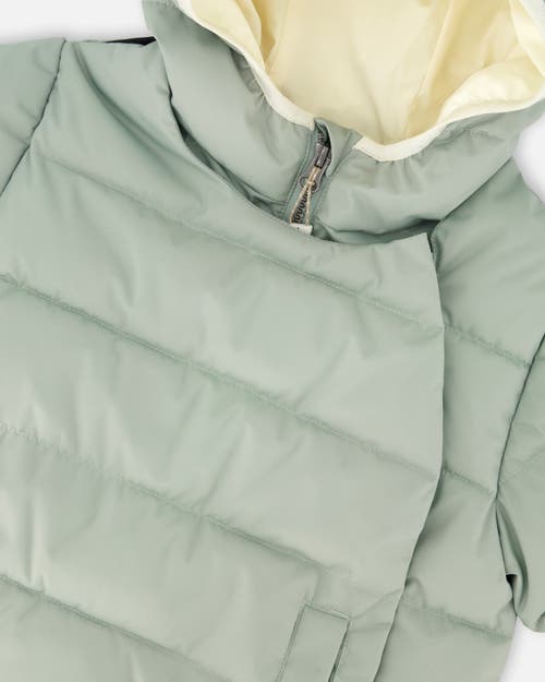 Deux Par Deux Compressible Winter Puffy Coat Designed For Car Seat In Green