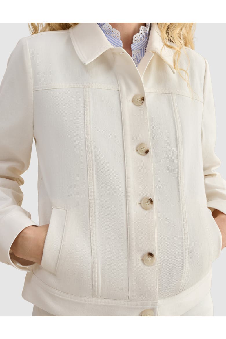 Selborne Boxy Cropped Denim Jacket, Alternate, color, Milky White