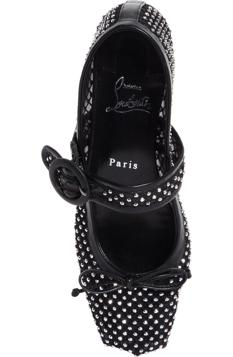 Christian Louboutin Mamastrapitna Crystal Embellished Mesh Flat, Alternate, color,