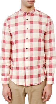 Brooklyn Brigade Nash Plaid Mandarin Collar Long Sleeve Shirt