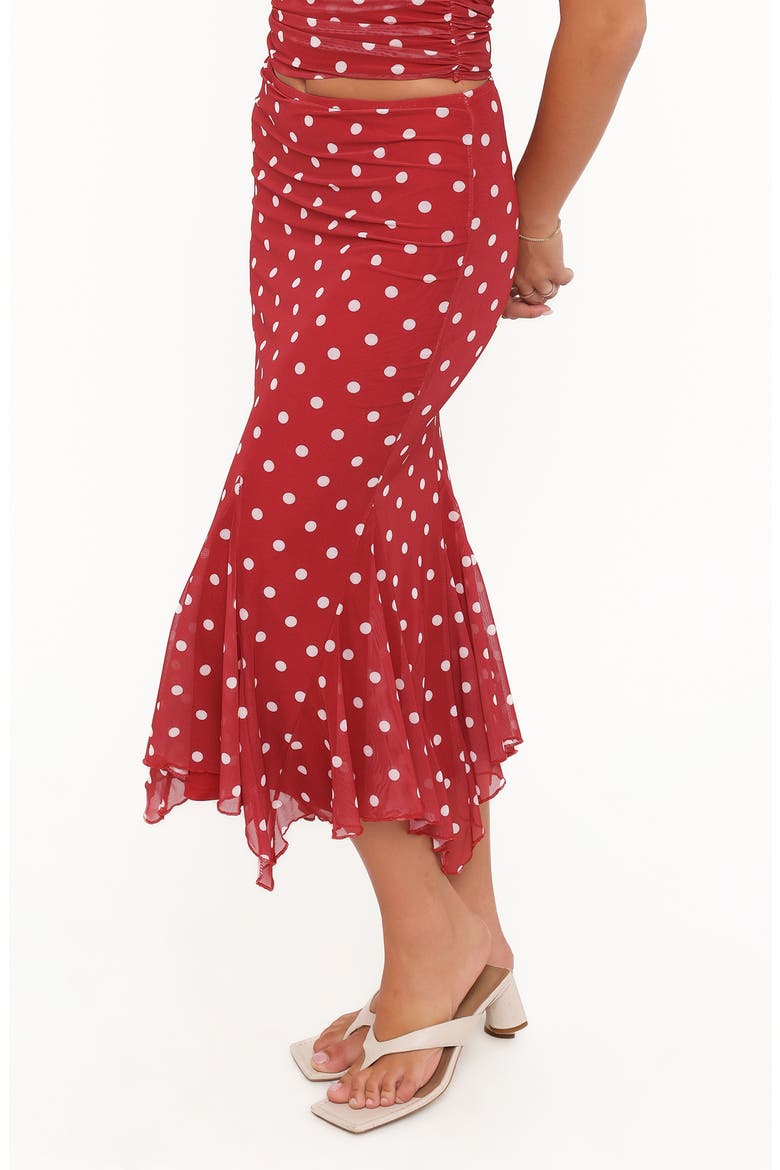 Tullia Polka Dot Mesh Skirt, Alternate, color, RED POLKA DOT