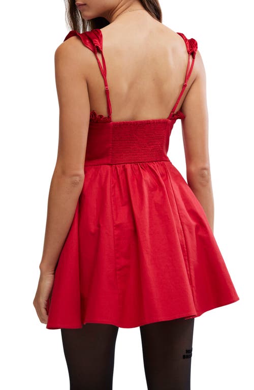 Shop Free People Midnight Magic Stretch Cotton Fit & Flare Minidress In Red Dahlia Combo