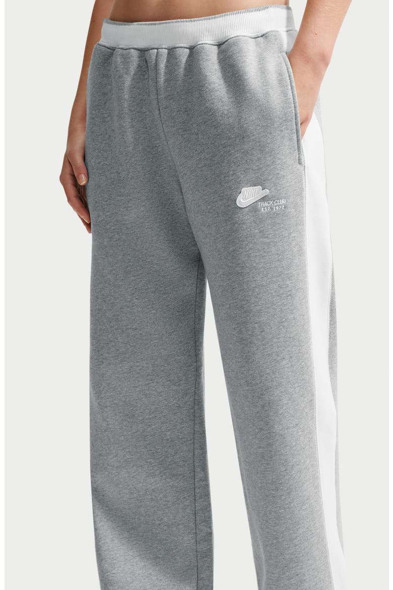 Track Club Fleece Wide Leg Pants, Alternate, color, DARK GREY HEATHER/ SAIL/ SAIL