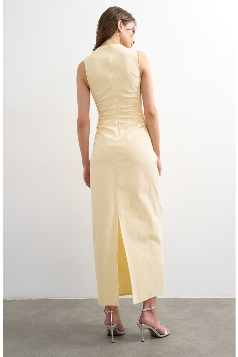 Ruched Detail Sleeveless Cotton Blend Maxi Dress, Alternate, color, YELLOW