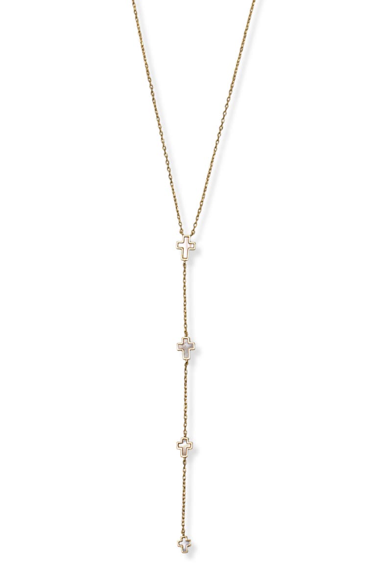 Argento Vivo Sterling Silver Mother Of Pearl Cross Charms Y-Necklace, Main, color, 