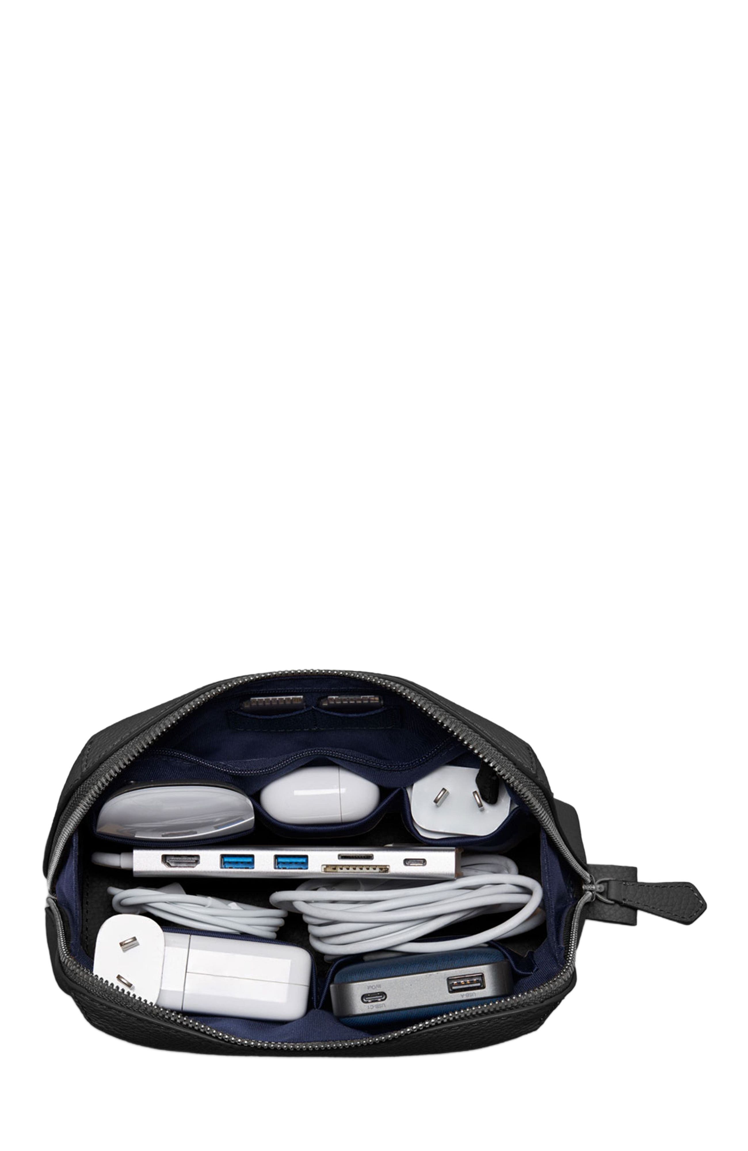 MAISON de SABRÉ Leather Tech Pouch, Alternate, color, Black Caviar