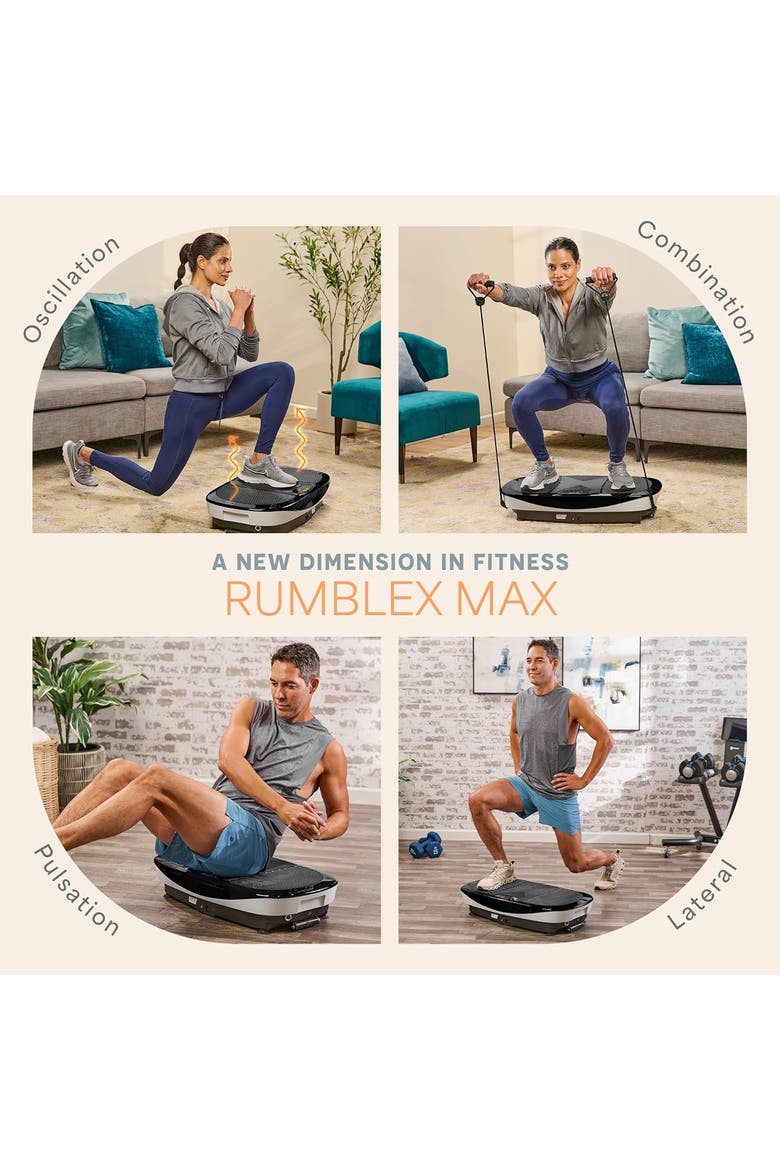 Rumblex Max 4D Vibration Plate Exercise Machine with Bands for Home Fitness and Recovery, Alternate, color, Black