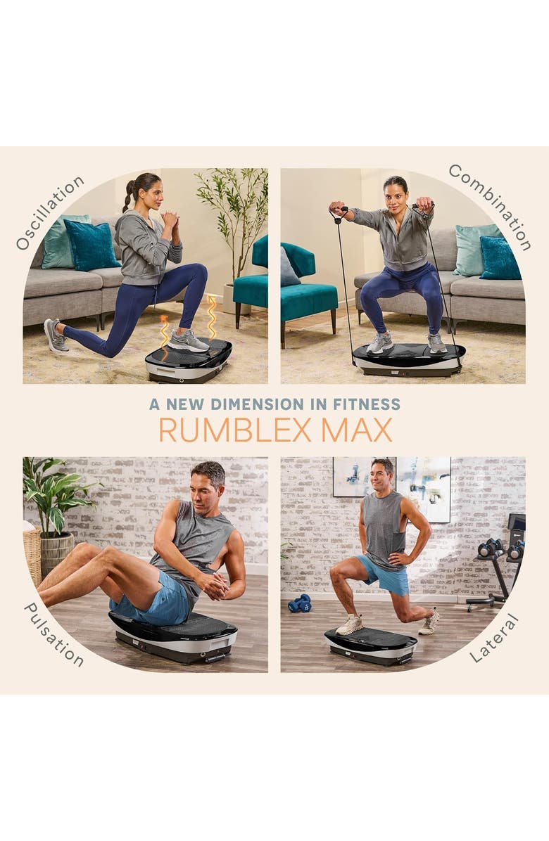 Lifepro Rumblex Max 4D Vibration Plate Exercise Machine with Bands for Home Fitness and Recovery, Alternate, color, Black