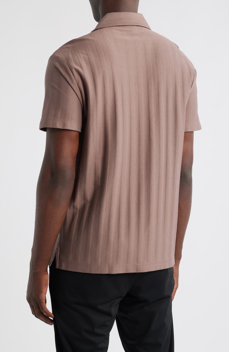 Reiss Sampson Textured Stripe Camp Shirt, Alternate, color, Taupe Brown