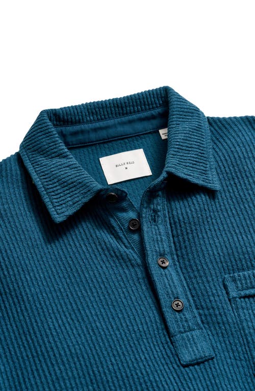 Billy Reid Long Sleeve Drop Needle Polo In Reflecting Pond