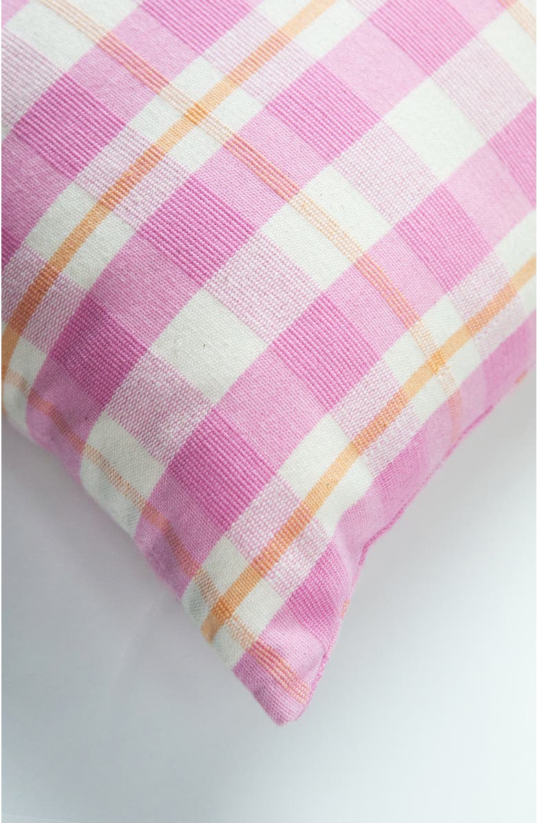 Archive New York Handwoven Classic Gingham Square Cotton Throw Pillow, Alternate, color, Pink