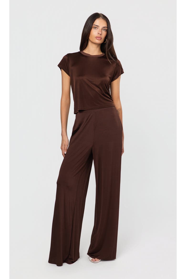 Kelela Sheen Jersey Pants, Alternate, color, Coco