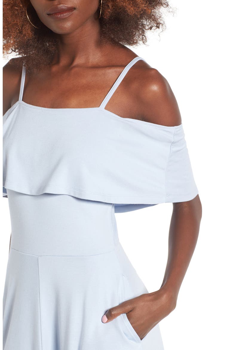 Cold Shoulder Midi Dress, Alternate, color, BLUE KENTUCKY