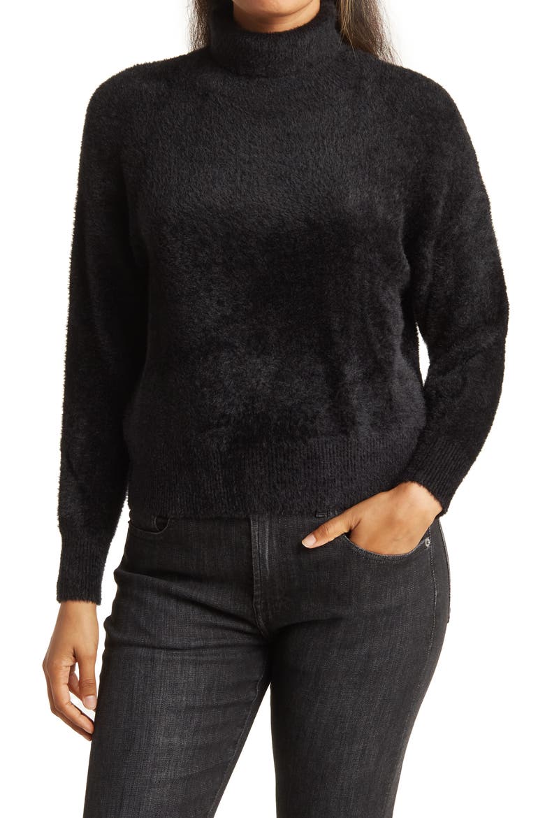 Eyelash Knit Slouch Sweater, Main, color, BLACK