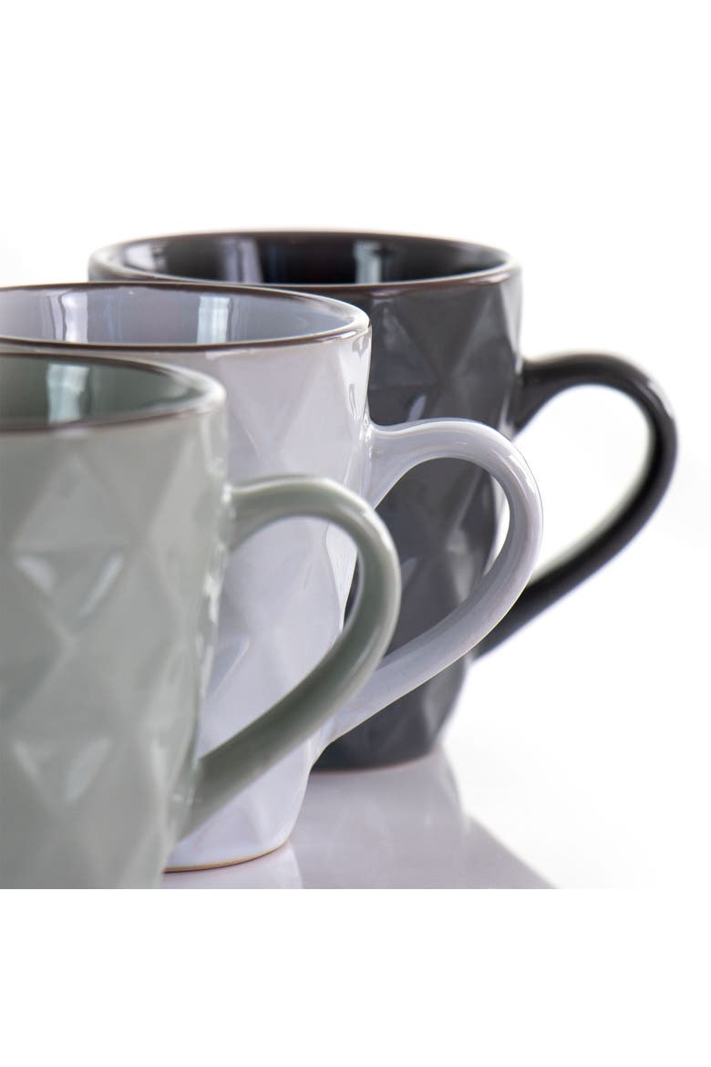 Diamond Waves 6-Piece 12 oz. Mug Set with Stand, Alternate, color, White