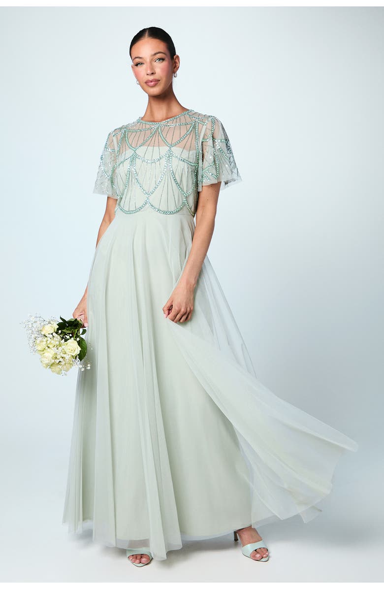 Coast Embellished Bodice Bridesmaids Dress, Main, color, Sage