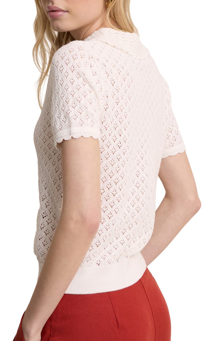 Nobody's Child Open Knit Short Sleeve Cardigan, Alternate, color, White