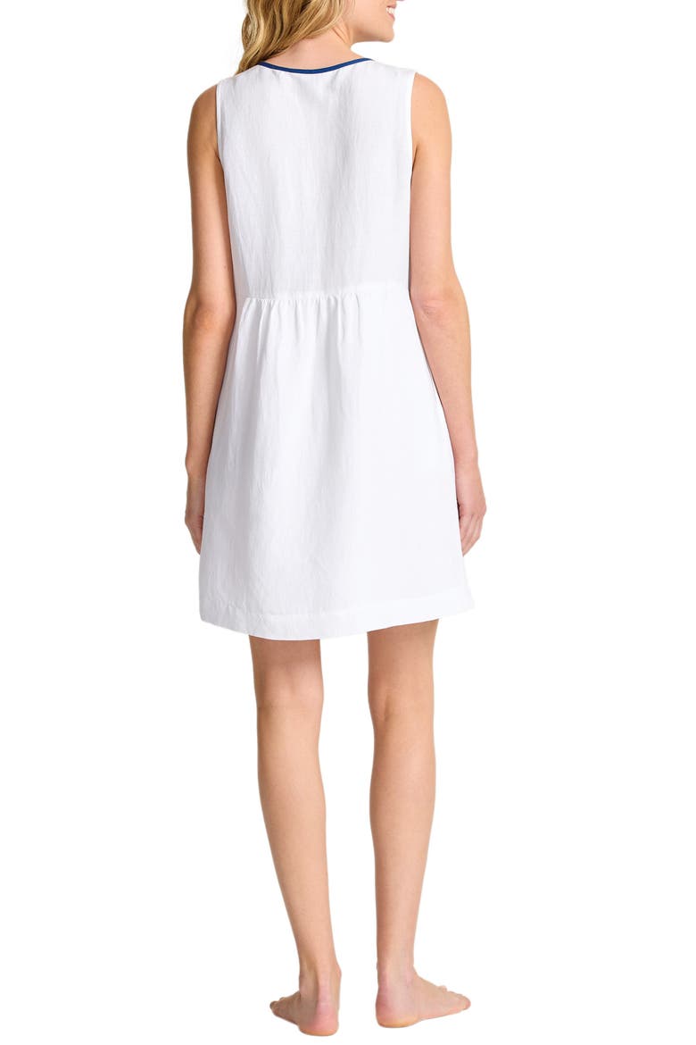 St. Lucia Embroidered Sleeveless Linen Blend Cover-Up Dress, Alternate, color, WHITE