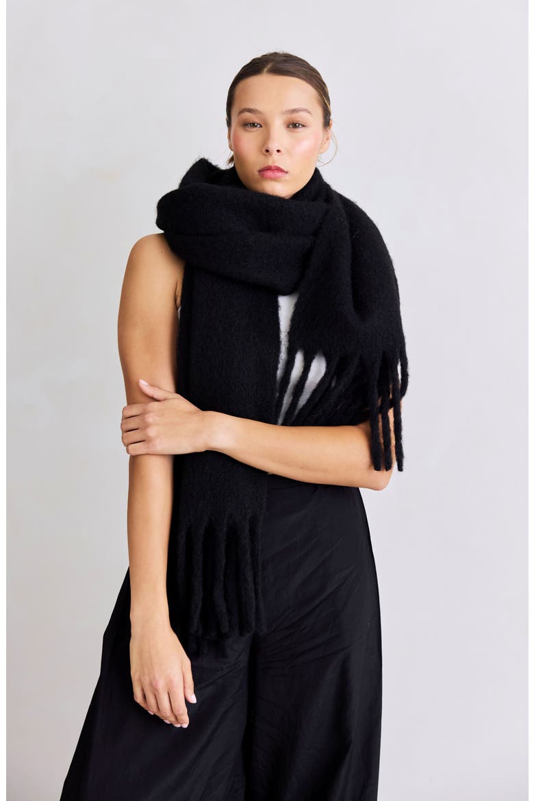 The Reykjavik Fringe Scarf, Alternate, color, BLACK