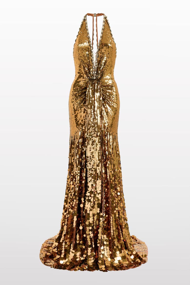 Lisette Sequin-Embellished Maxi Dress, Main, color, Bronze
