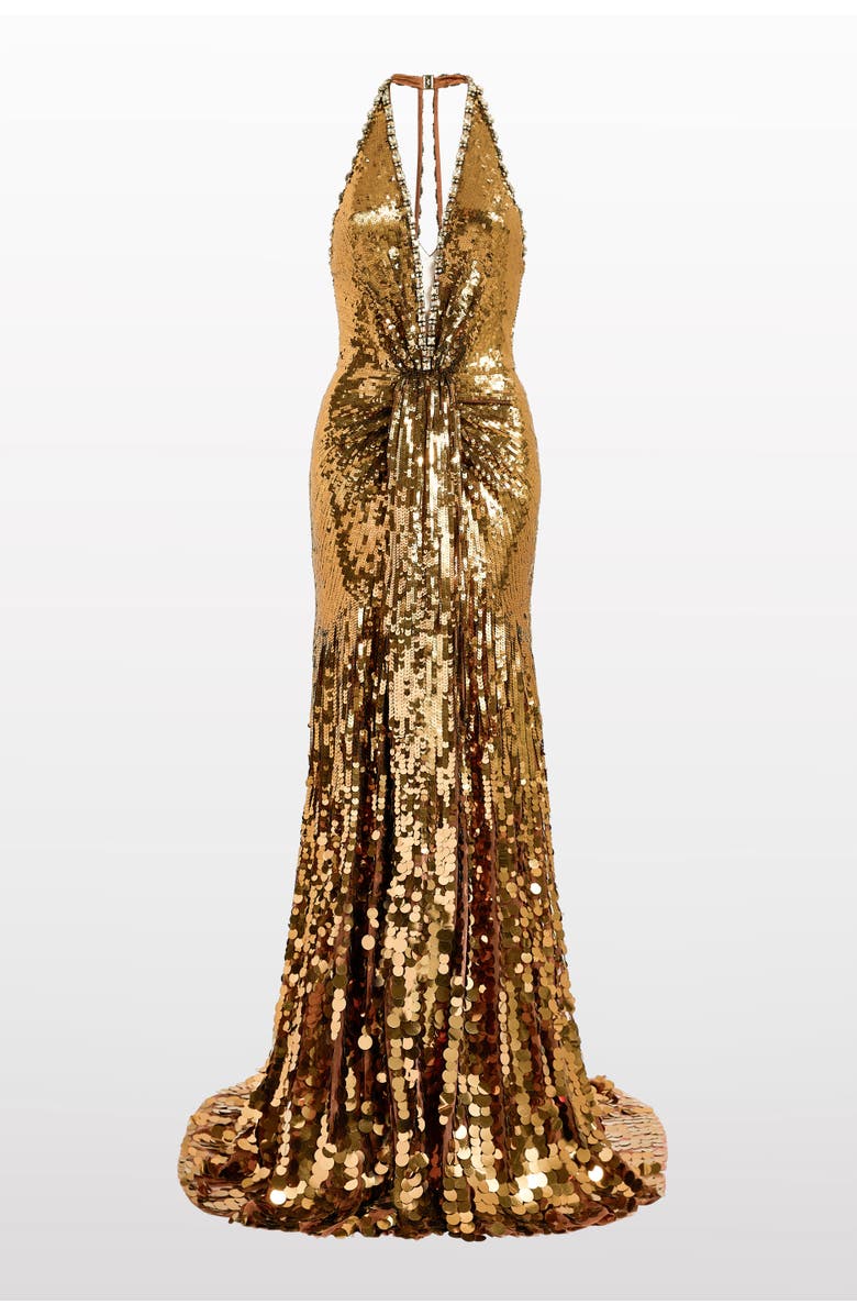 Jenny Packham Lisette Sequin-Embellished Maxi Dress, Main, color, Bronze