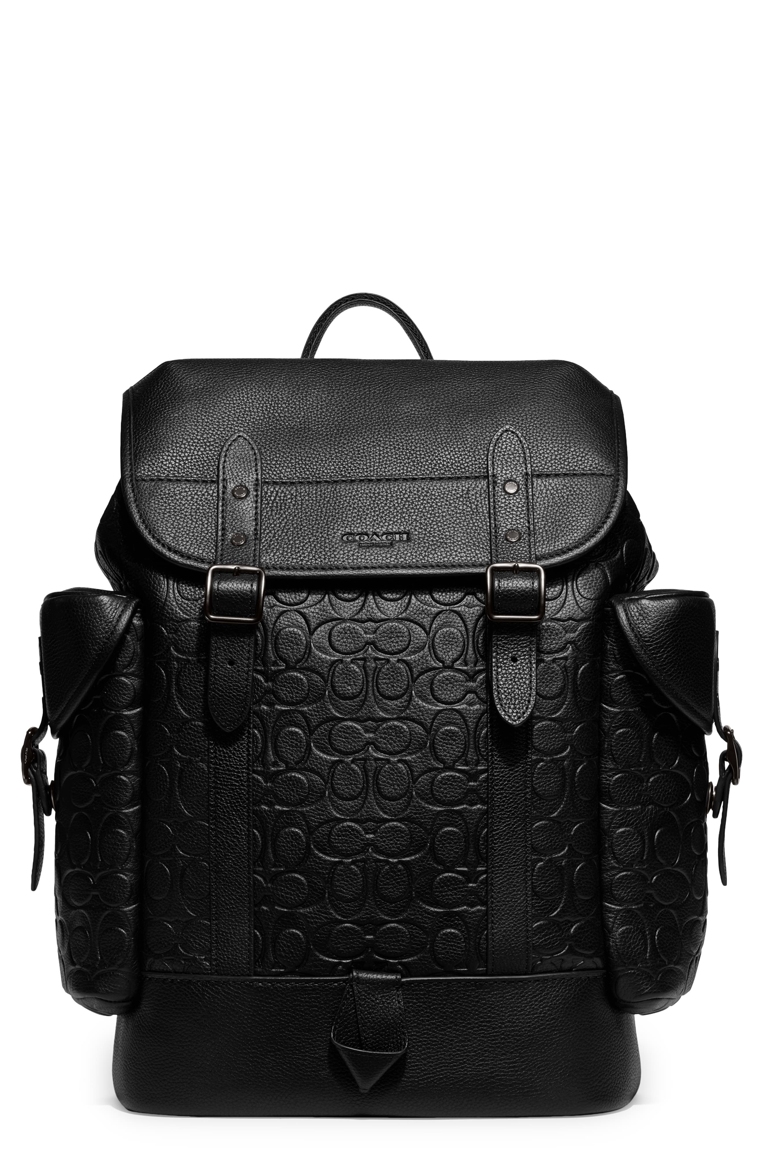 COACH Hitch Signature Leather Backpack, Main, color, 