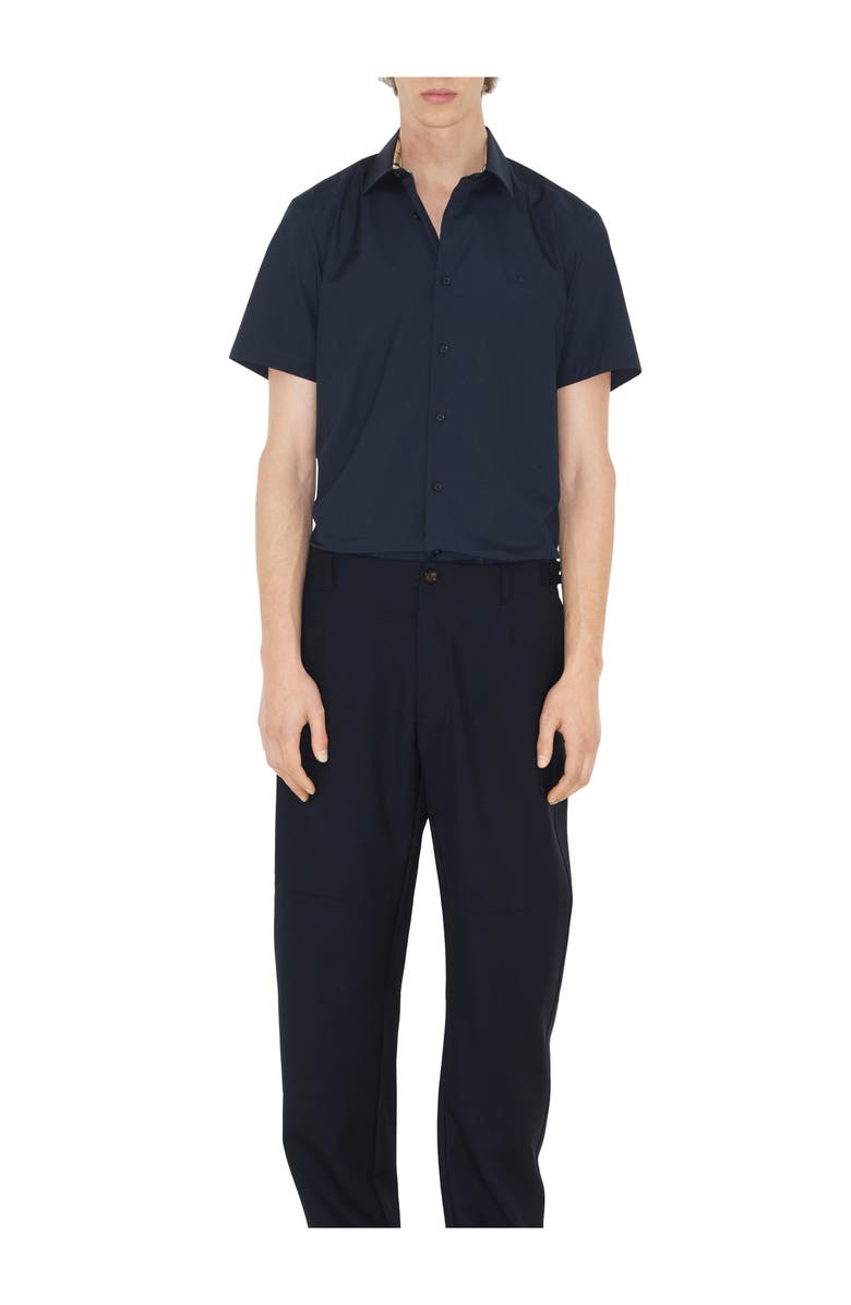 Burberry Slim Fit Stretch Cotton Shirt, Main, color, Navy