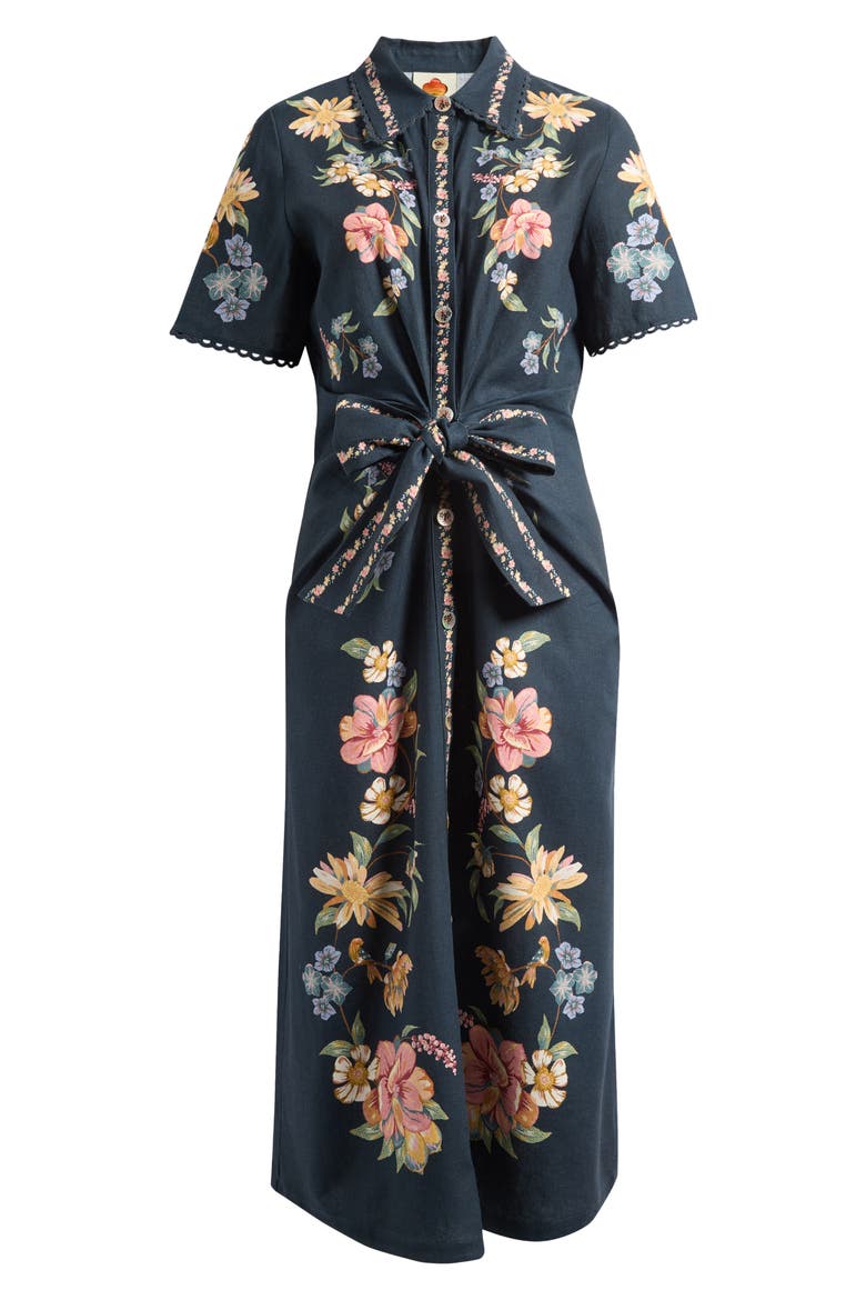 Maira Floral Belted Midi Shirtdress, Alternate, color, MAIRA FLORAL DARK BLUE