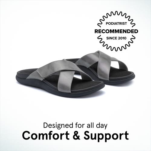 Abeo Laguna Slide In Silver Leather - Regular