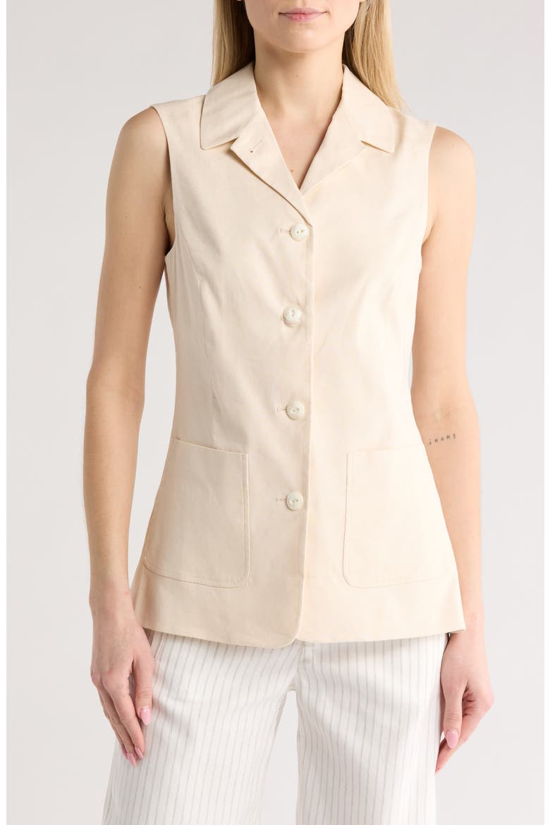Drea Linen Blend Vest, Main, color, IVORY