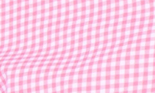Tailorbyrd Gingham Short Sleeve Stretch Cotton Button-up Shirt In Rose Pink
