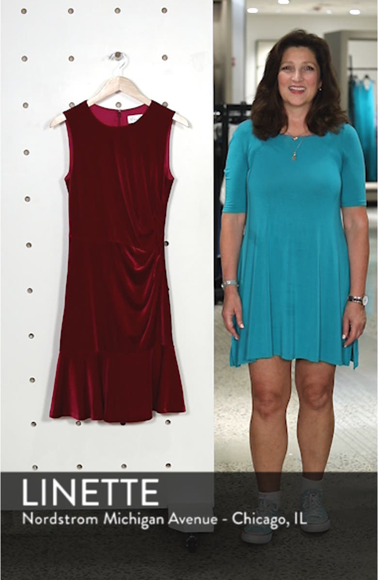 Draped Velvet Sheath Dress, sales video thumbnail