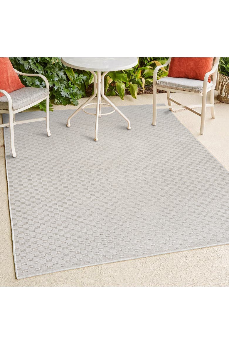Finn High-Low Modern Minimalist Checkered Monotone Area Rug, Alternate, color, Ivory/Cream