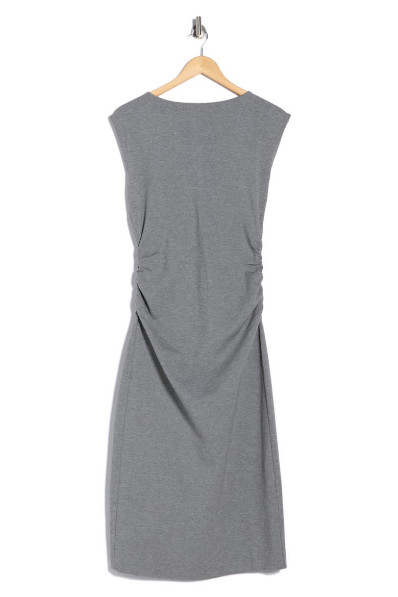 Ruched High Neck Ponte Dress, Alternate, color, GREY DARK HEATHER