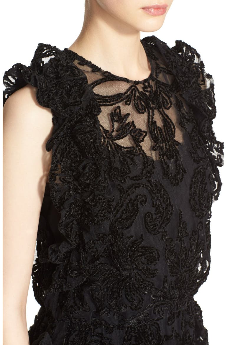 Embroidered Chenille Dress, Alternate, color, BLACK