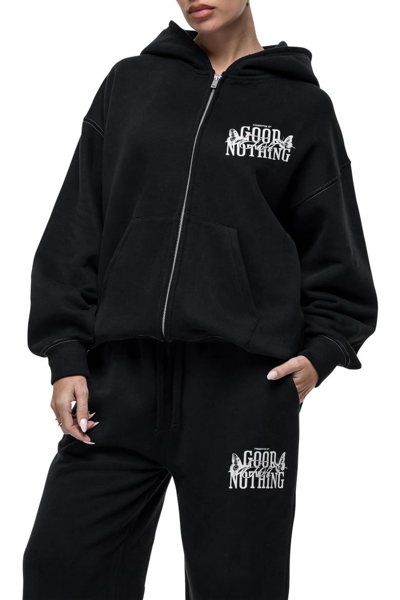 Dakota Black Zip up Hoodie, Alternate, color, Black