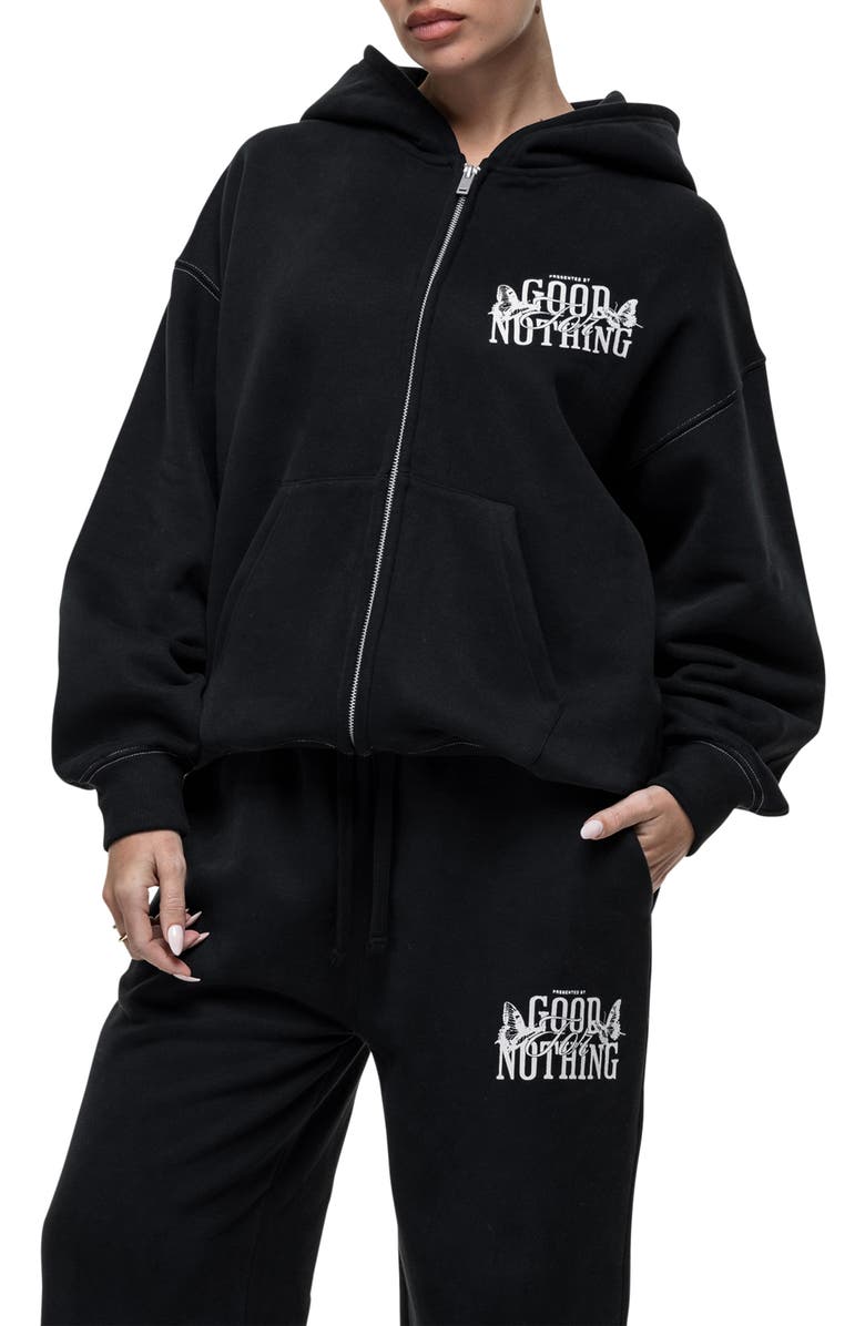 Good For Nothing Dakota Black Zip up Hoodie, Alternate, color, Black