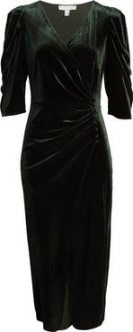 Chelsea28 Faux Wrap Velvet Midi Cocktail Dress