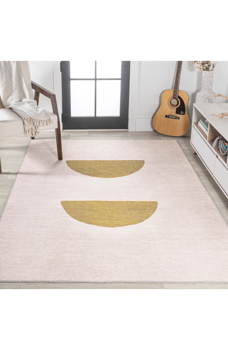 JONATHAN Y Luola Minimalist Geometric Machine-Washable Area Rug, Alternate, color, Cream/Moss