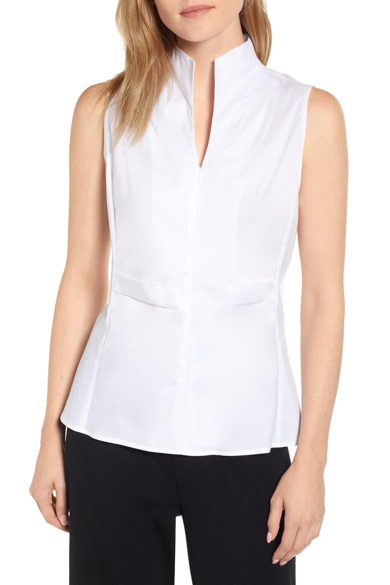 Sleeveless Woven Shell, Main, color, WHITE