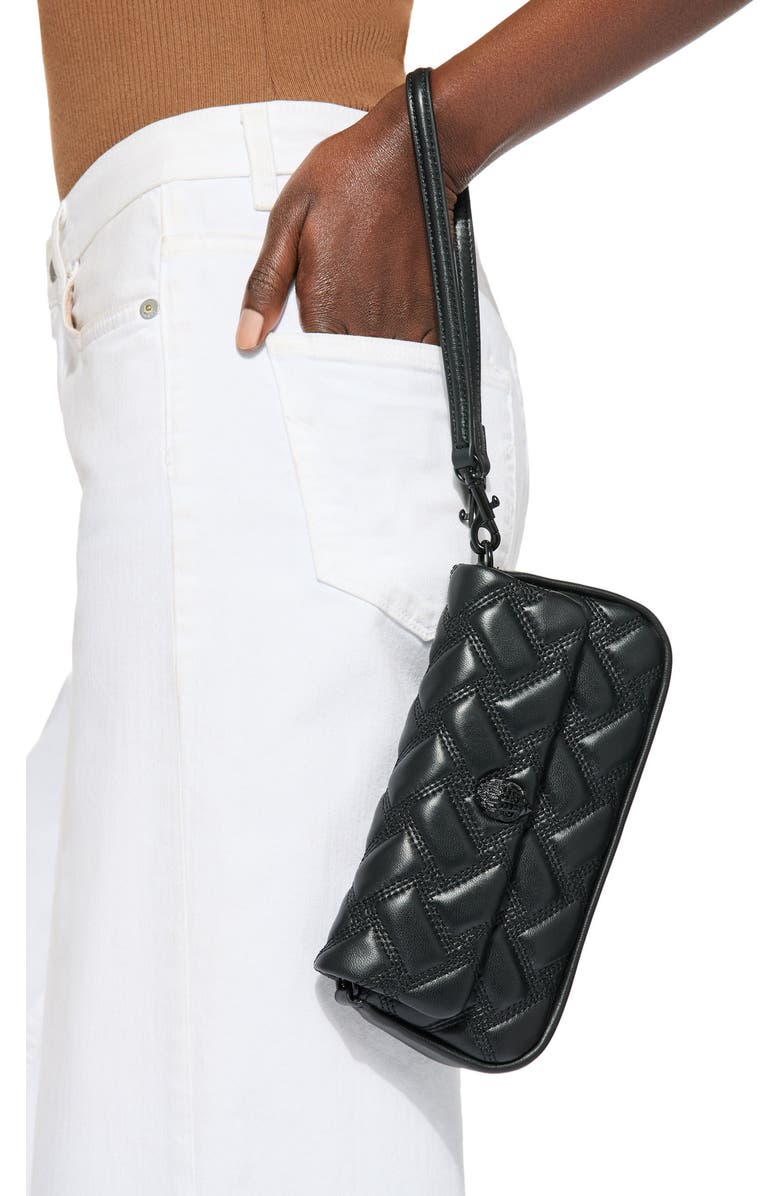 Kurt Geiger London Pickle Drench Quilted Leather Shoulder Bag, Alternate, color, Black