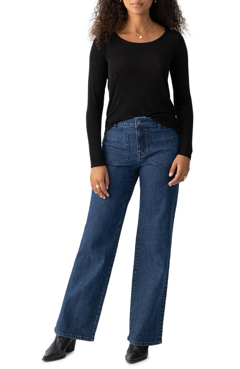 Sanctuary Keep It Simple Long Sleeve Lyocell & Wool T-Shirt, Alternate, color, 