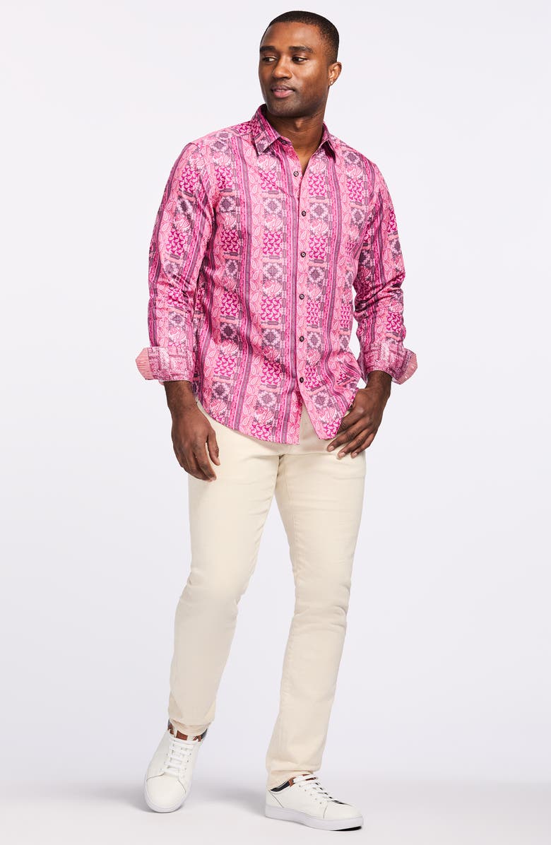 Robert Graham Kedron Cotton Button-Up Shirt, Alternate, color, Pink